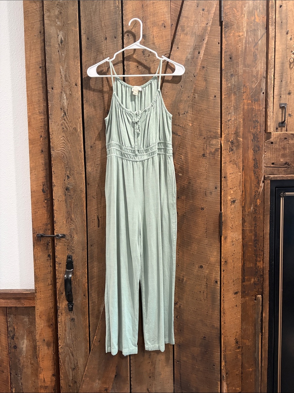 Monteau Sage Green Women's Jumpsuit with Spaghetti Straps